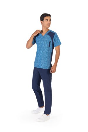 OFERTA Traje quirúrgico caballero repelente azul jaspeado(10303)